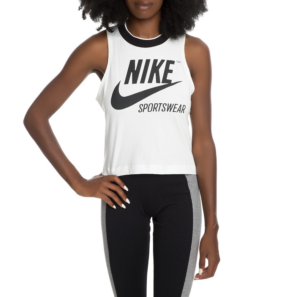 Nike White and Black Sports Tank